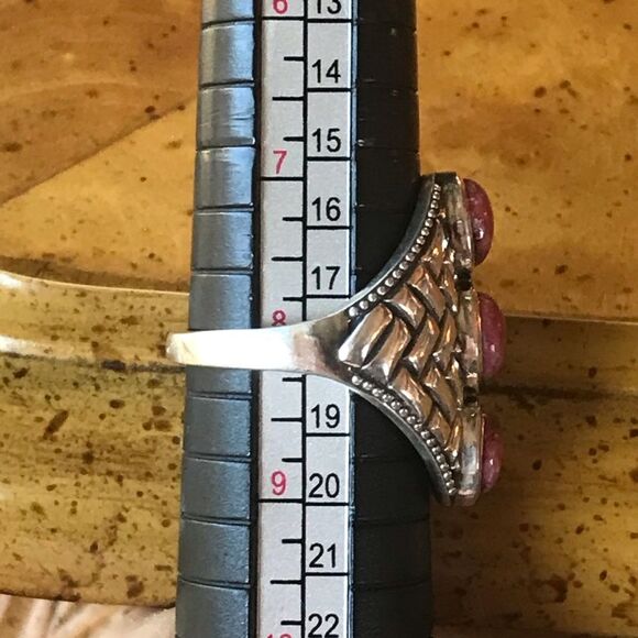 Norwegian Thulite Sterling Silver Ring Size 8 - Picture 7 of 8